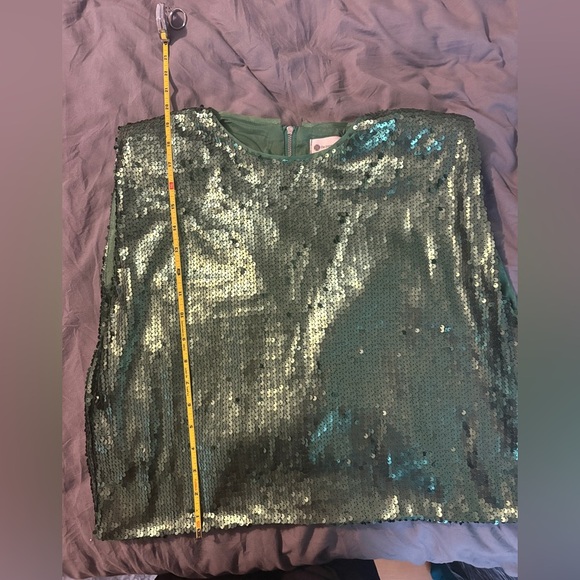 The Impeccable Pig Emerald Green Sequin Tank Blouse size L NWT - Picture 7 of 9